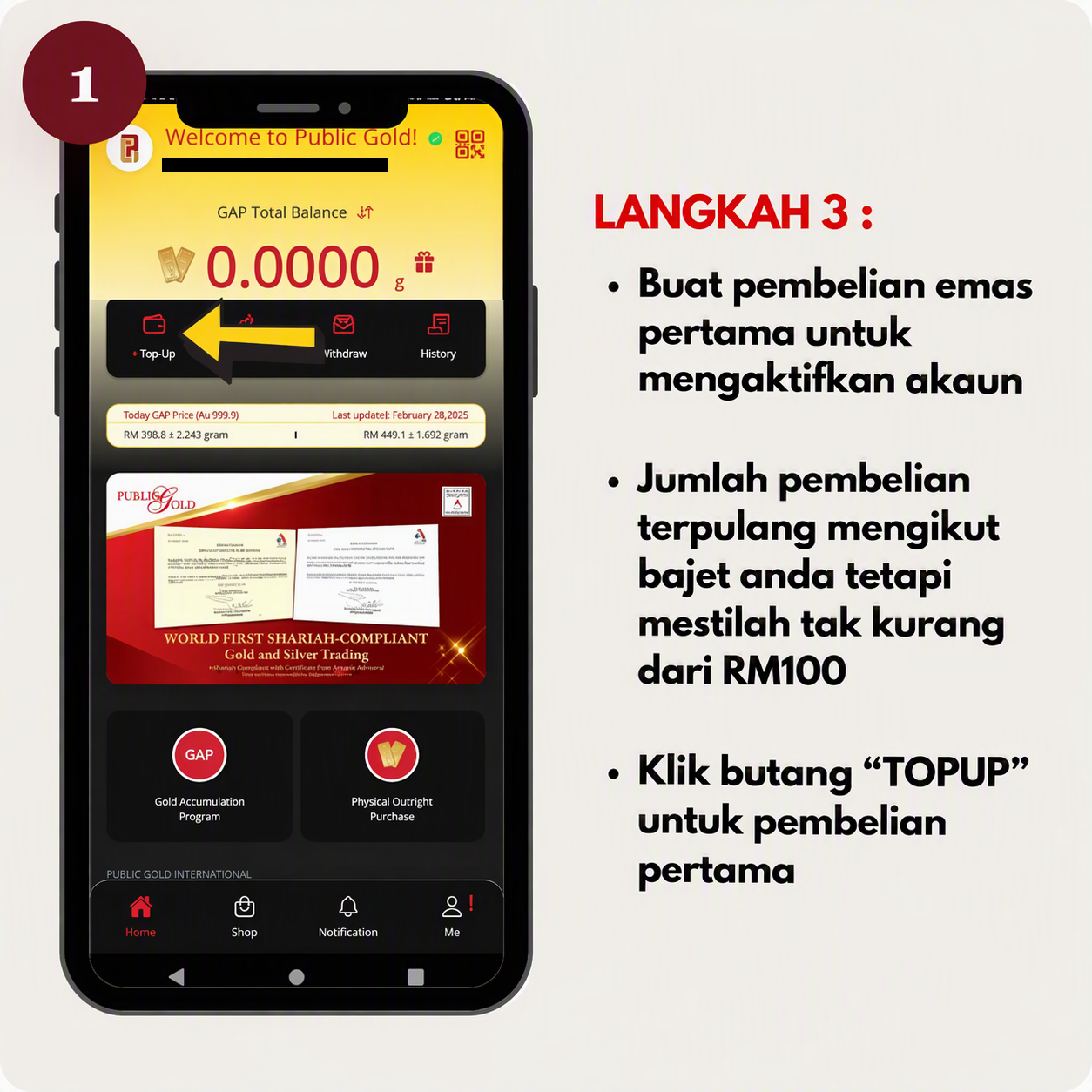 Pengaktifan Akaun langkah 1